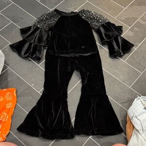 Black Kids Matching Set with Silver Details